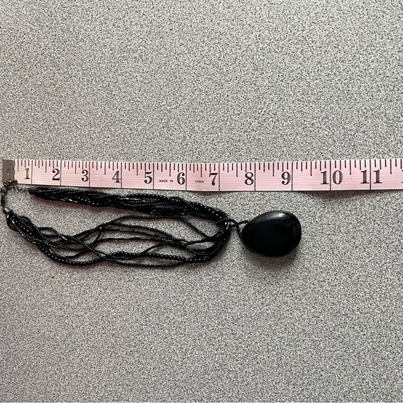 Vintage Black Beaded Multi Strand Necklace - Picture 4 of 5